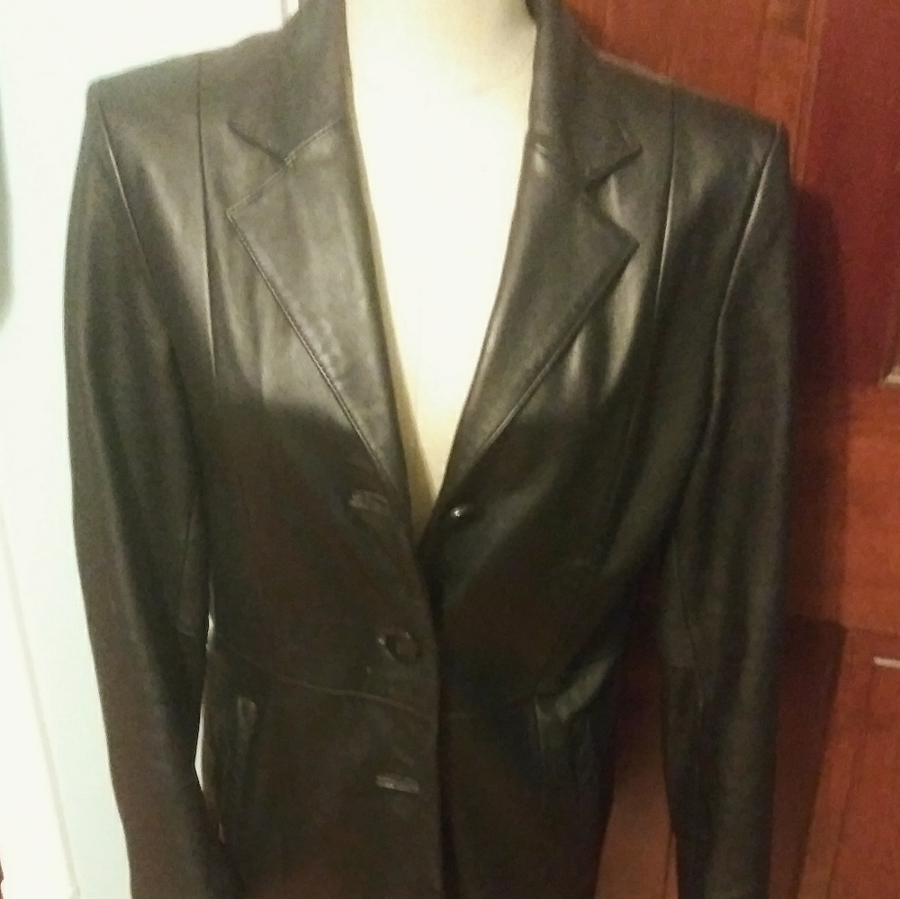 Wilson Leather womens dark brown button up jacket